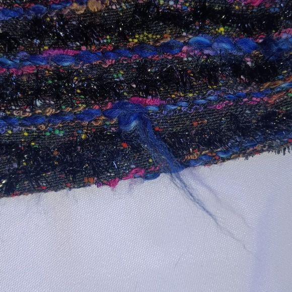 Handmade Vintage Tweed Short Sleeve Sweater Jacket Top - Metallic Striped 1X - Picture 9 of 9